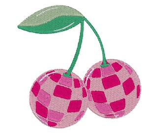 Disco Cherries Trendy Teen Aesthetic Cherry on Stem Disco Ball Embroidery Design File MULTIPLE SIZES 4x4 5x7 Digital Instant Download