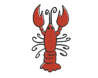 Diseño de bordado de cangrejo de río Southern Mudbug, varios tamaños (descarga digital)