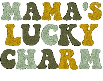 Mama&#39;s Lucky Charm St. Patrick&#39;s Day Groovy MULTIPLE SIZES Trendy Embroidery Design File 4x4 5x7 Digital Instant Download