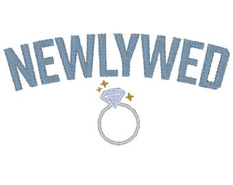 Newlywed Just Married Wedding Ring Bride Embroidery Design MULTIPLE SIZES (Digital Download)