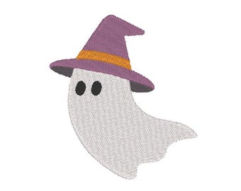 Ghost With Witch Hat Halloween Fall Cute Trendy Autumn Spooky Seasonal Embroidery Design MULTIPLE SIZES 4x4 5x7 Instant Digital Download