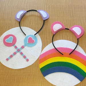 Care Bear Inspired 8 inch Belly Badge and Ears Headband Costume Set