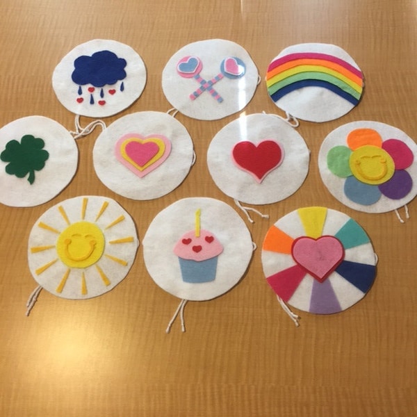 Set of 10 Care Bears Inspired Belly Badge Party Favors or Costume Accessories 6-inch