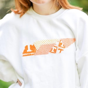 Knoxville Tennessee Patchwork Crewneck | Licensed Fabric | Orange and White| College Sweatshirts | Hoodies | Handmade | Tennessee Knoxville