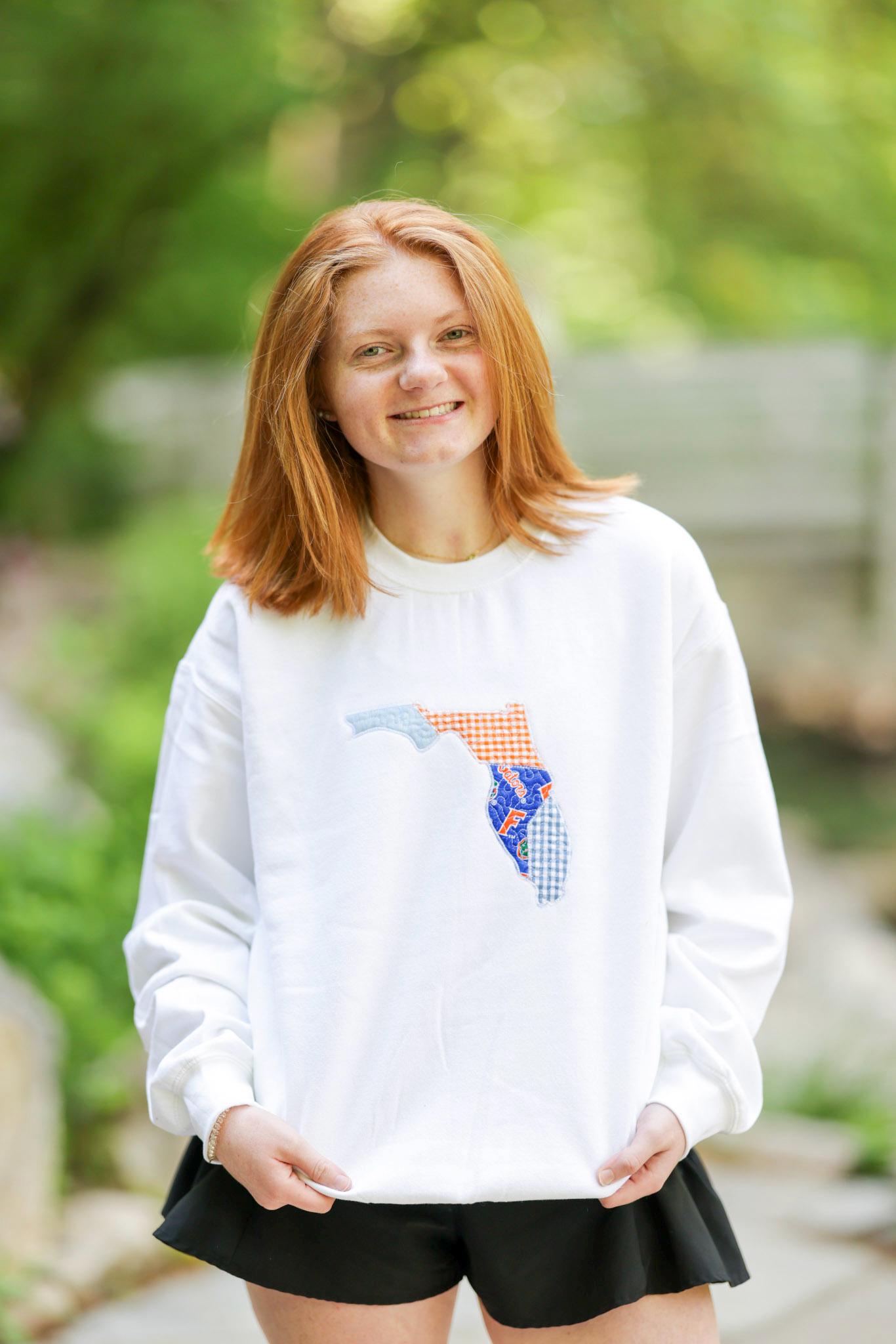 Gainesville Florida Patchwork Crewneck | Licensed Fabric | Blue 