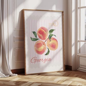 Georgia Peach Pink East Coast Grandmillenial Coquette Prints | Beachy Wall Prints | Coastal Preppy Wall Art | Coastal Art Instant Download