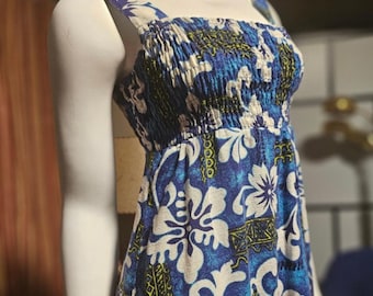 Vintage 1960s Royal Hawaiian Bark Cloth Maxi Dress, Vibrant Floral Print, Size S, Made in the USA