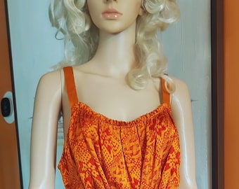 Robe vintage Anthropologie Anthropologie en soie, imprimé ceinturé sans manches - Taille L