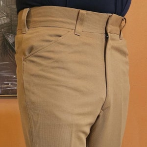 Vintage 1970&#39;s Men&#39;s Retro Slacks Pants 100% Polyester Double Knit Made in Hong Kong Dijon Mustard Color Size Regular 38 Excellent Condition