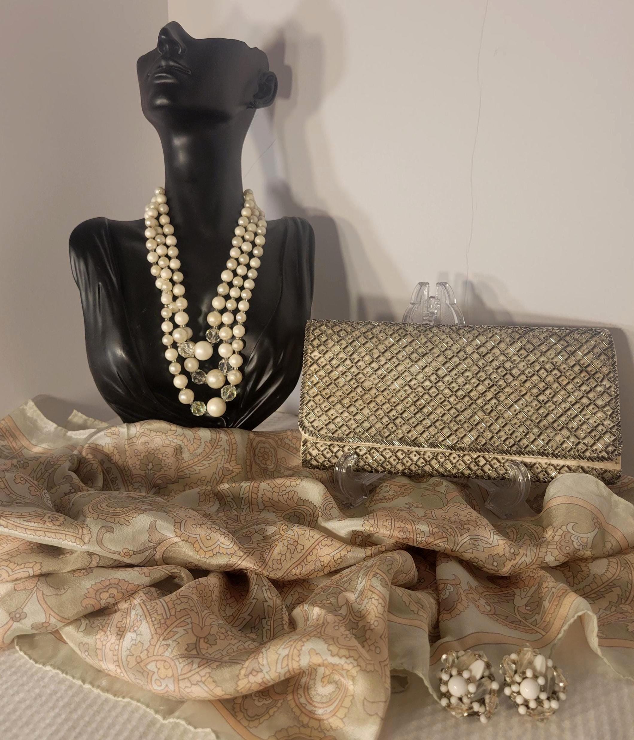 Serre-passe Foulard Ancien Vintage - Couleur Or Ovale Pastel - Occasion