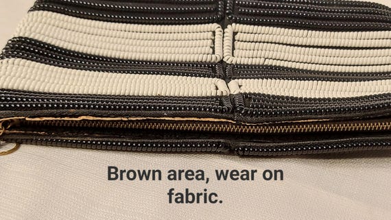 Vintage Telephone Cord Purse, Black & White Geome… - image 9