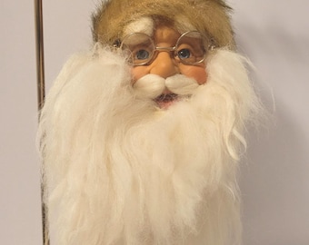 Vintage Y2K Santa Head Christmas Ornament, St. Nick, Jolly Xmas