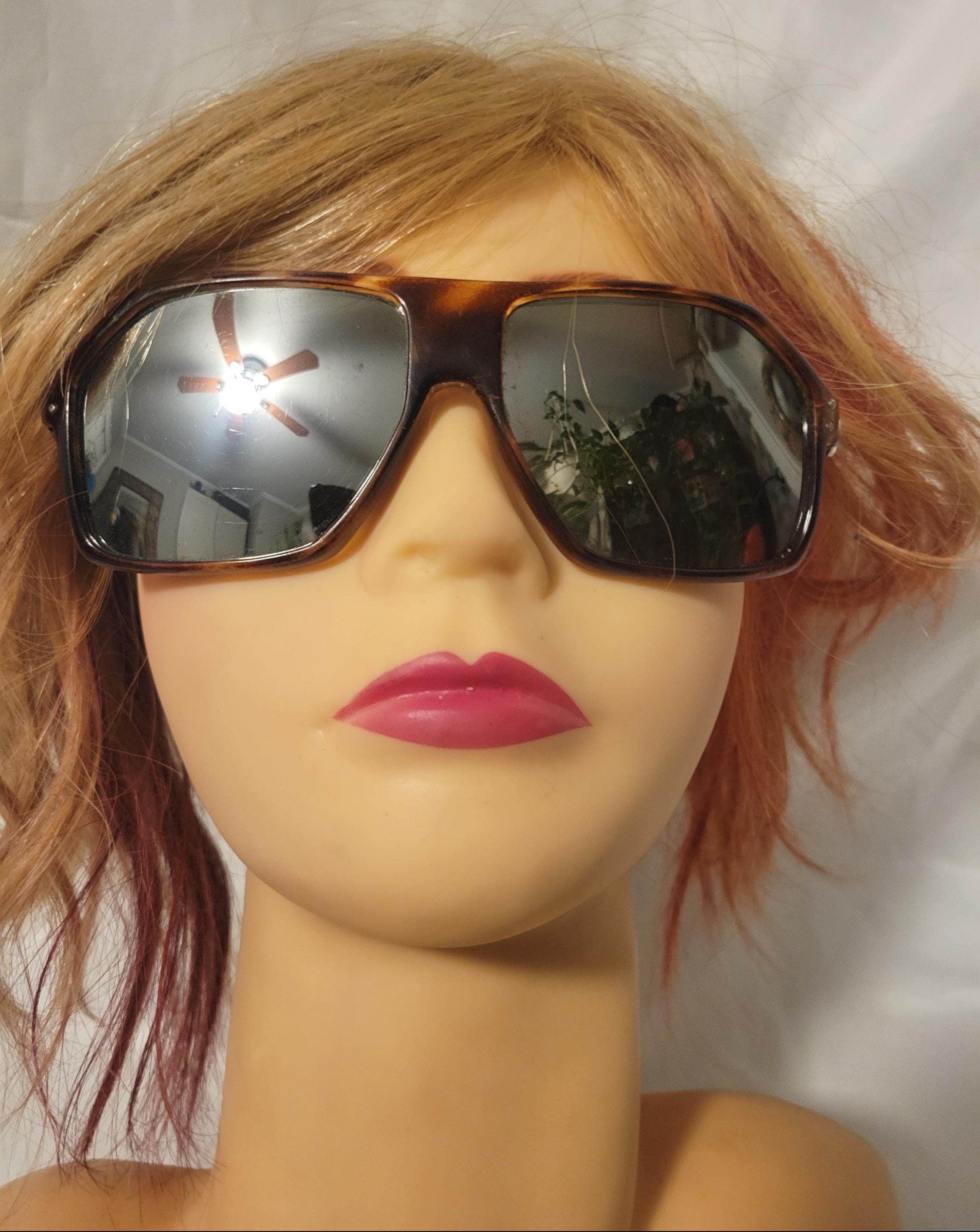 Vintage I Ski Phantom Tortoise Aviator Sunglasses with Mirrored Lenses Vintage I SKI Sunglasses, Tortoise Shell Aviator Mask, 70s  main image 2
