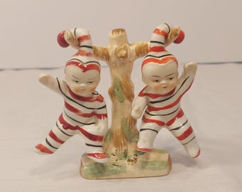Vintage Candy Cane Pixie Salt and Pepper Shakers, Nippon Christmas Decor
