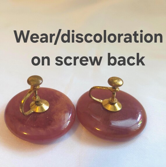 Authentic (tested) Bakelite Screw-back Earrings, … - image 8