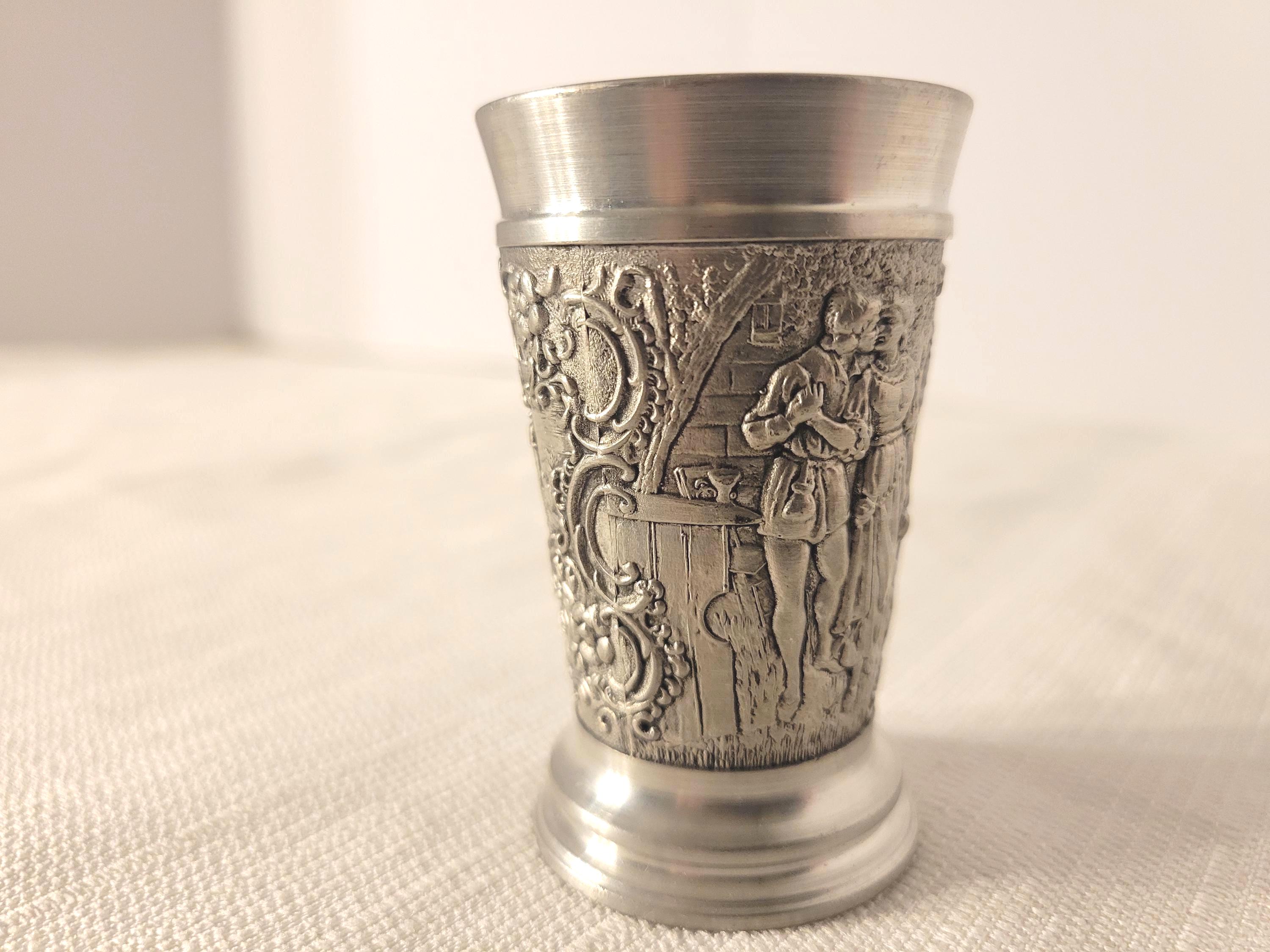 Vintage BMF Zinn Pewter Shot Glass, Lovers & Cityscape Design - Etsy