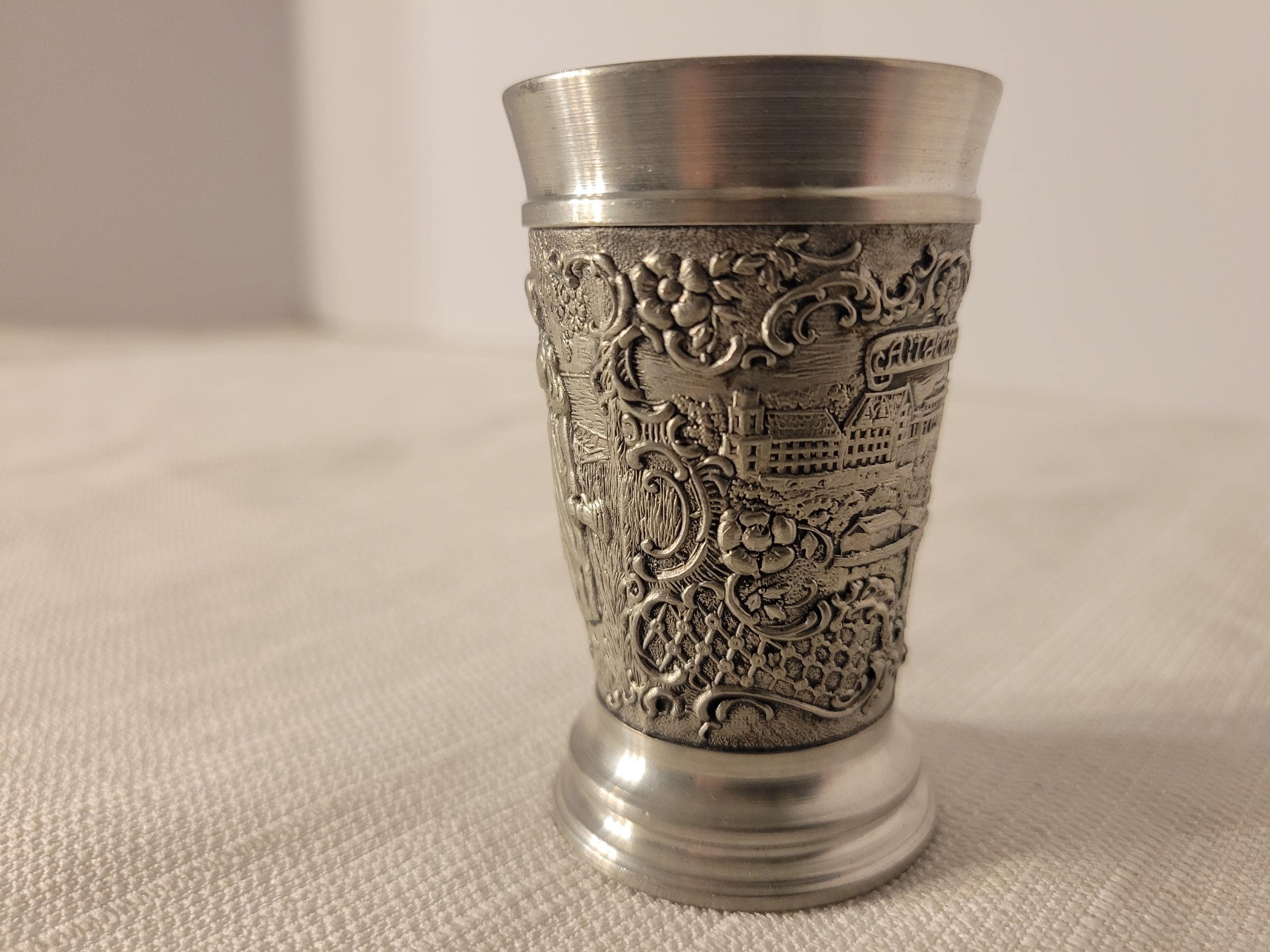 Vintage BMF Zinn Pewter Shot Glass, Lovers & Cityscape Design - Etsy