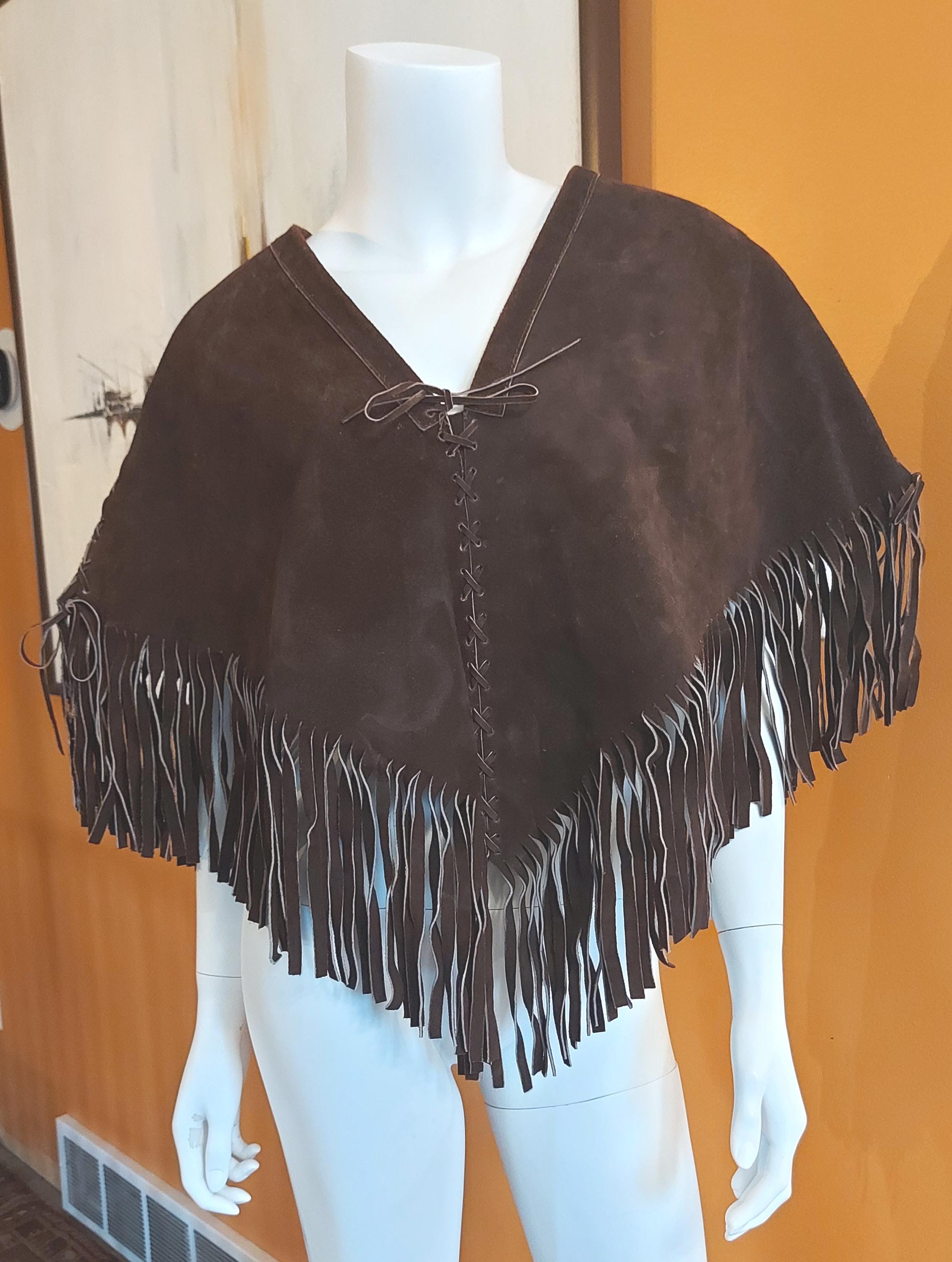 Fringe Suede Poncho - Etsy