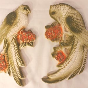 Vintage Chalkware Bird Wall Hanging, 1960s Retro MCM Decor