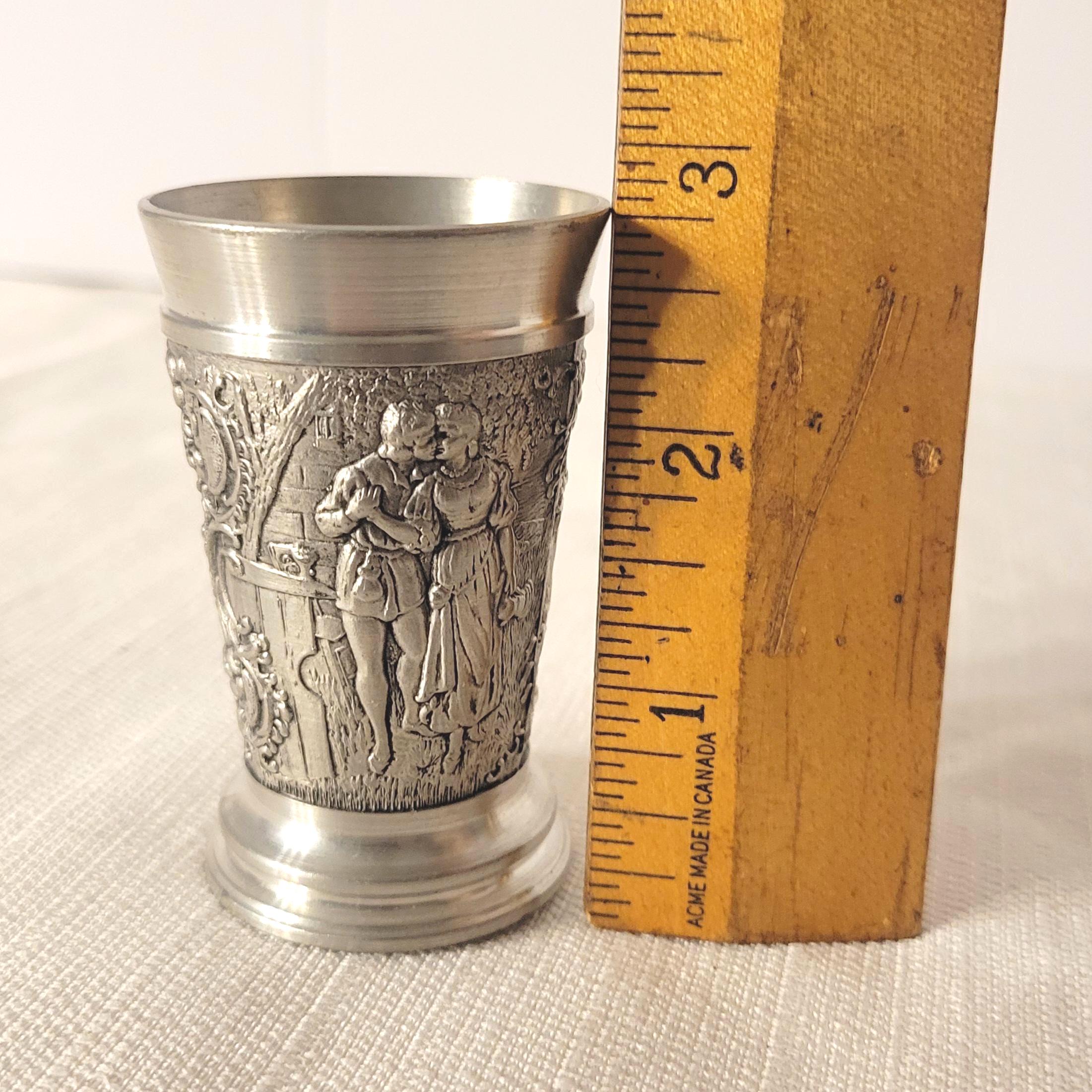 Vintage BMF Zinn Pewter Shot Glass, Lovers & Cityscape Design - Etsy