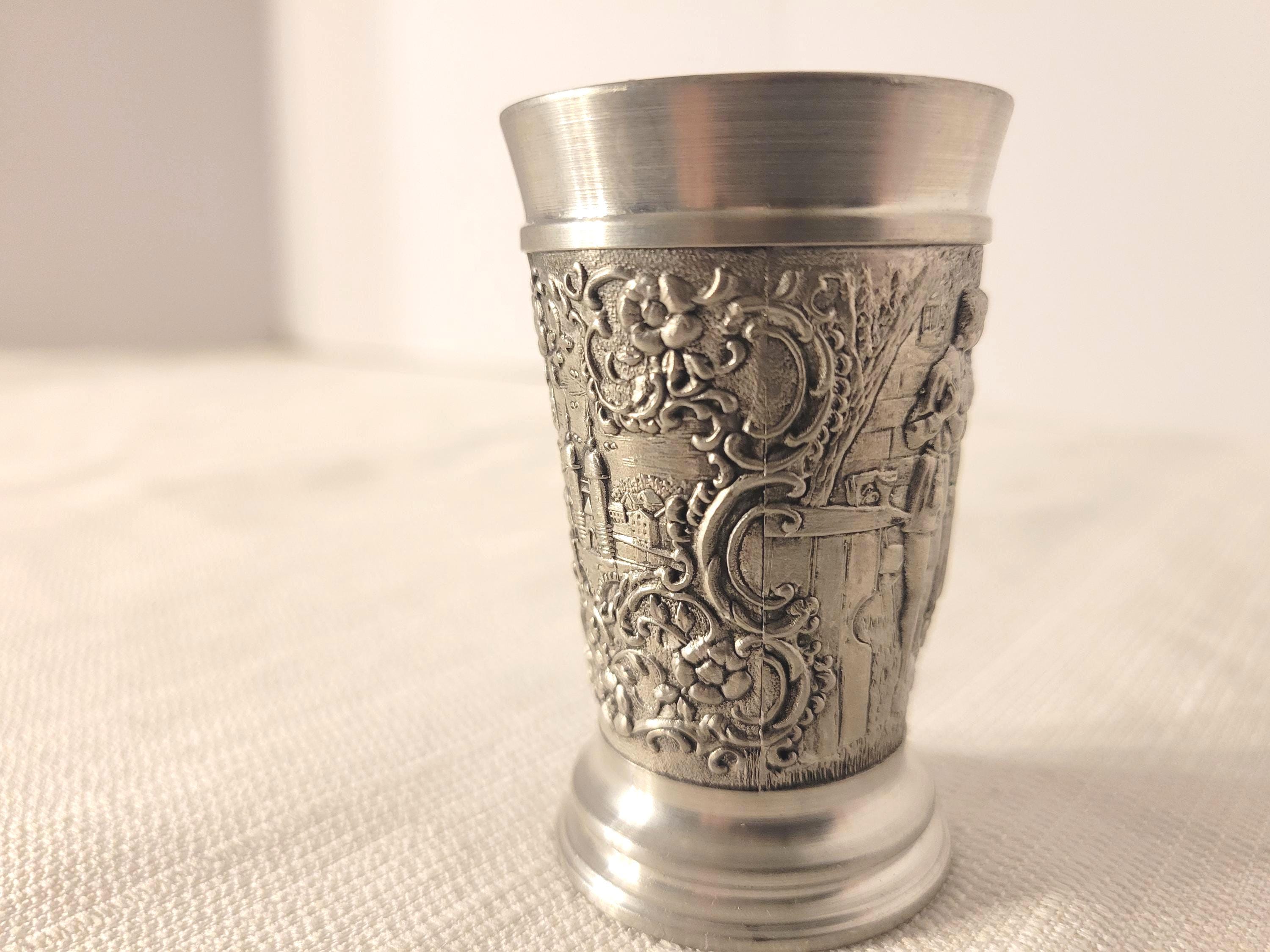 Vintage BMF Zinn Pewter Shot Glass, Lovers & Cityscape Design - Etsy