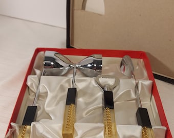 Vintage 1960s Atomic Bar Tool Set, Lucite Accents, Made in Japan