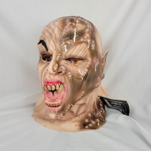 Vintage 1997 Rubies Mask Illusions Singe, Latex Monster Mask with Tags, Horror Halloween Collectible, Full Overhead, Mexico