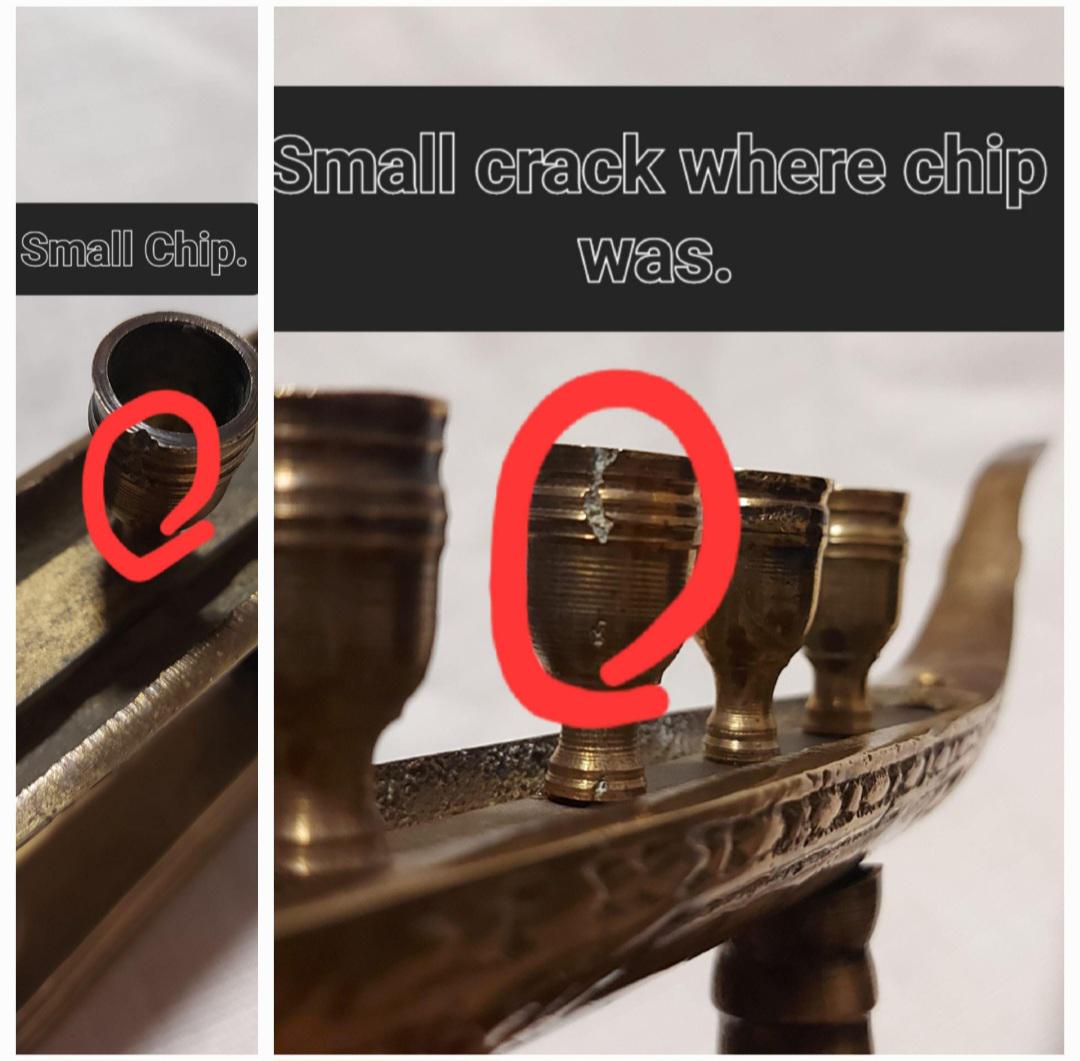 Vintage Brass Dragon Boat Candleholder, Thai Buddhist Temple Decor