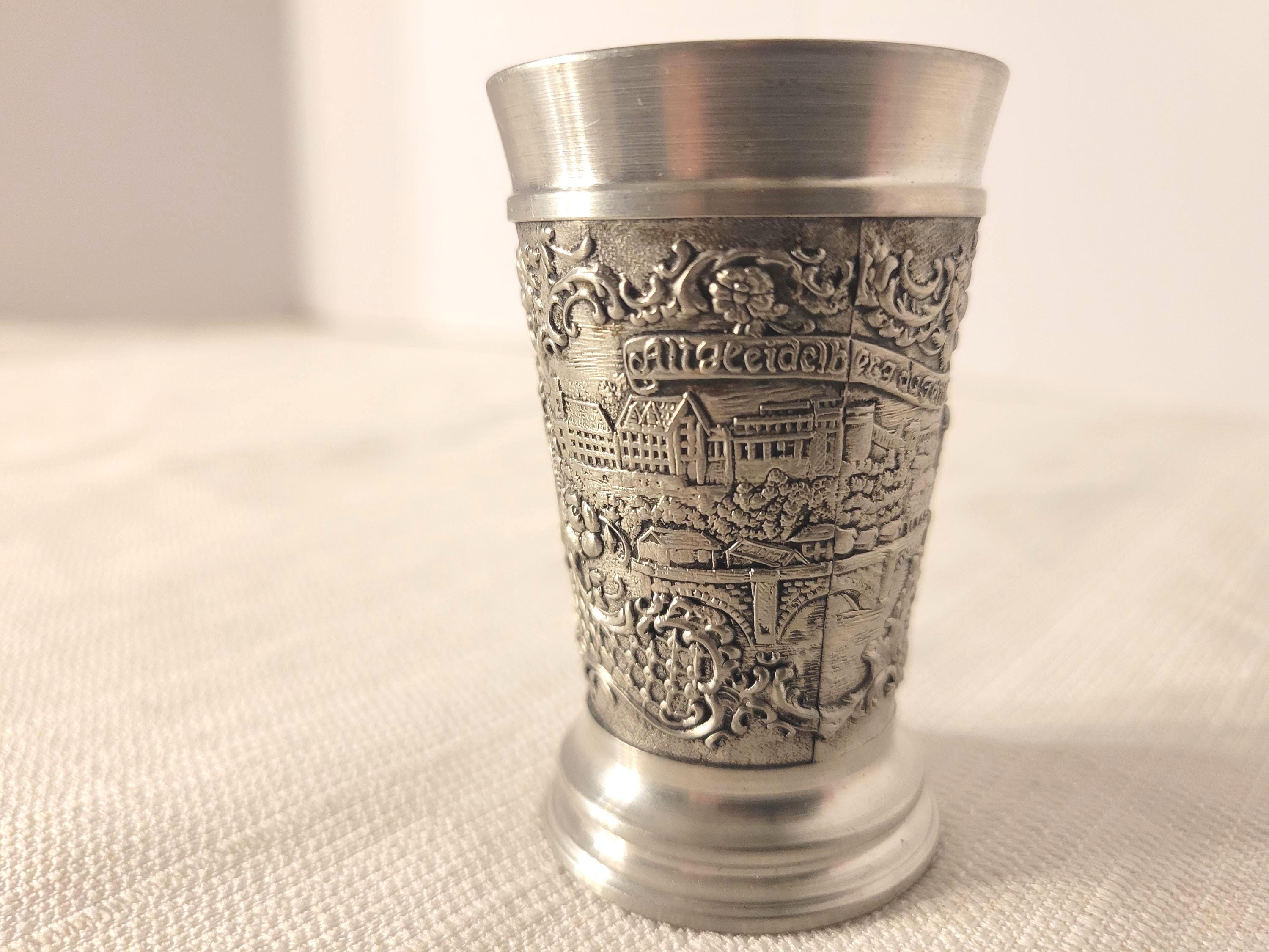 Vintage BMF Zinn Pewter Shot Glass, Lovers & Cityscape Design - Etsy