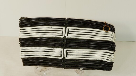 Vintage Telephone Cord Purse, Black & White Geome… - image 3