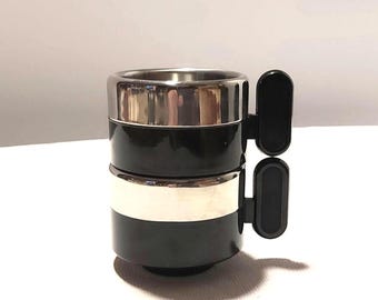 Vintage Morinox Espresso Cups: Atomic Space Age Set, Star Trek Prop, Italy