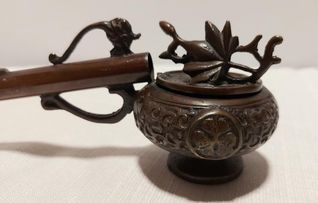Antique Japanese Copper Yatate Writing Set, Hollyhock Inkwell, Showa ...