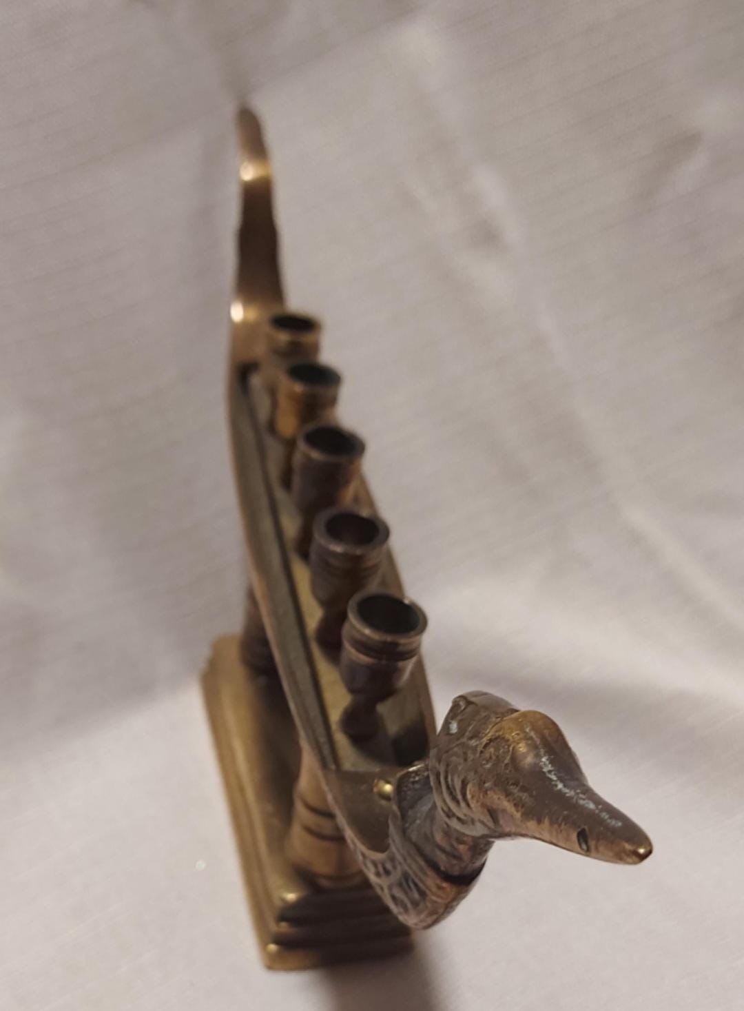 Vintage Brass Dragon Boat Candleholder, Thai Buddhist Temple Decor
