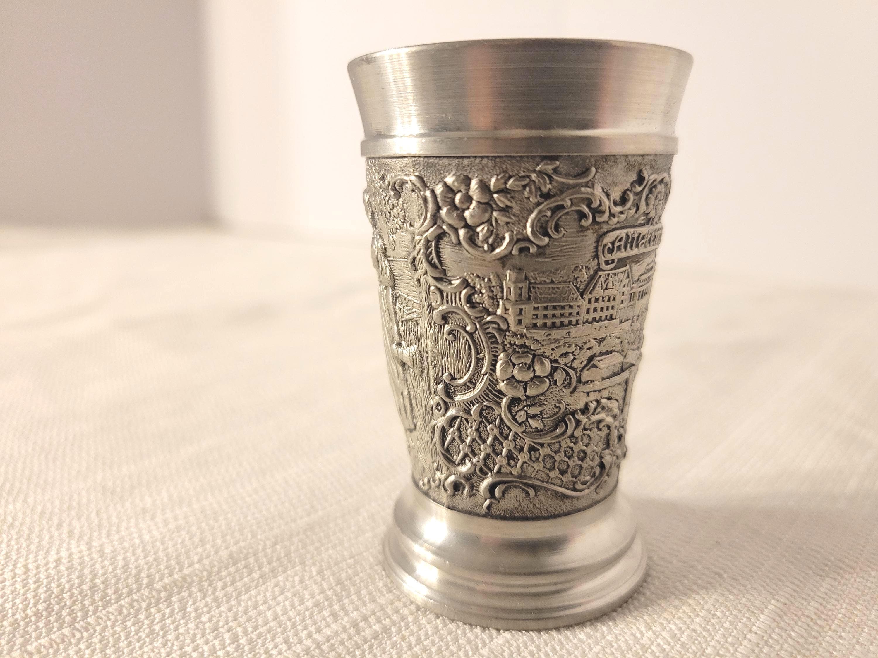 Vintage BMF Zinn Pewter Shot Glass, Lovers & Cityscape Design - Etsy