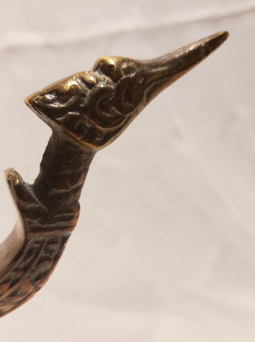 Vintage Brass Dragon Boat Candleholder, Thai Buddhist Temple Decor