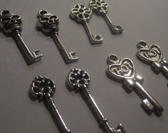 Set of 8 Silver tone Key Component Destash 27mm