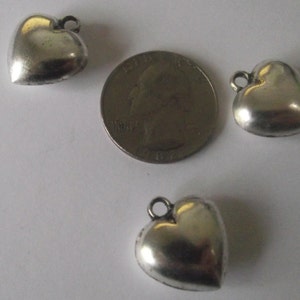 Heart Pendant Charms Silver Plate 3 piece set Component Destash image 2