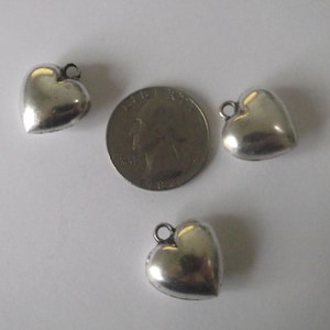 Heart Pendant Charms Silver Plate 3 piece set Component Destash image 1