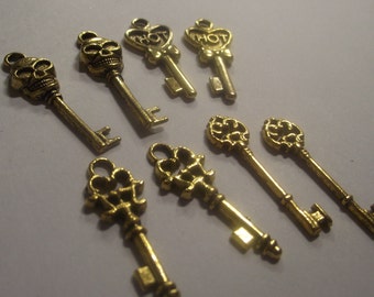 Set of 8 Gold tone Key Component Destash 27mm