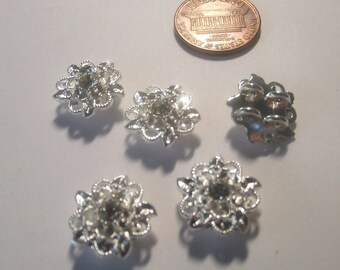 Crystal Flower Spacer beads 5 piece set Component Destash