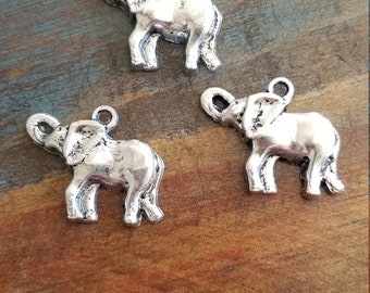 Elephant Pendant Charms Silver Plate 3 piece set Component Destash
