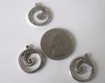 Round Spiral Components 3 piece set Silver Plate Component Destash-LAST ONE