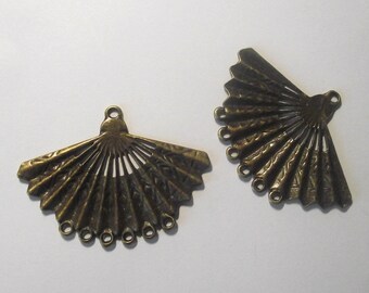 Fan pendant Components 2 piece set Bronze/Brass/Gold Component Destash