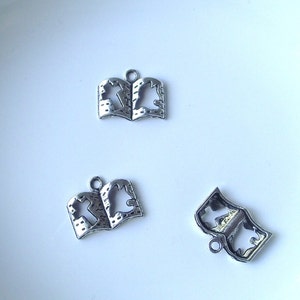 Book pendant Components 3 piece 24mm star set dark silver Component Destash image 2