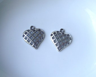 Silver tone Heart Component Destash 23x21mm 2 piece