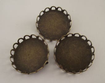 Set of 3 bronze  frame brooch for jewelry