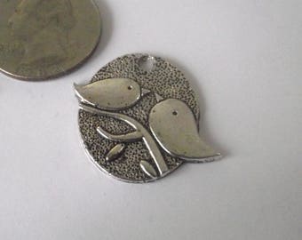 Bird Pendant Charms Silver Plate 3 piece set Component Destash