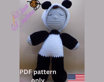 Panda Bear Baby Doll Crochet digital PDF Pattern Only