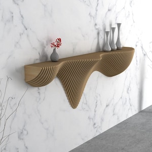 Parametric Wave Wall Floating Shelf - 3D Handcrafted Shelving - Parametric Wavy Modern Wooden Floating Shelf - Custom Color & Size Shelving