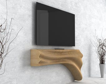 Mobile porta TV sospeso in MDF ondulato – Consolle parametrica moderna, colore e dimensioni personalizzabili